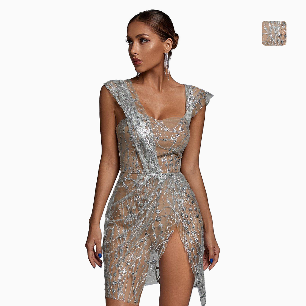 Girlie Glitter Mesh Mini Dress - Classy Girlie Boutique 