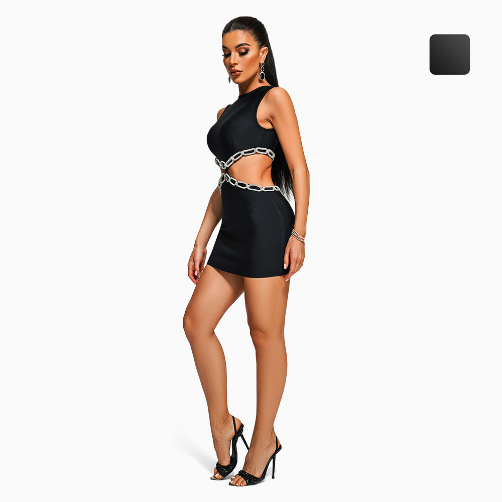 Girlie Diamante Cutout Mini Bandage Dress - Classy Girlie Boutique 