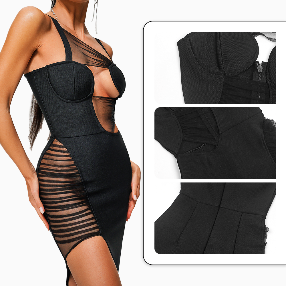 Girlie Mesh Maxi Bandage Dress - Classy Girlie Boutique 