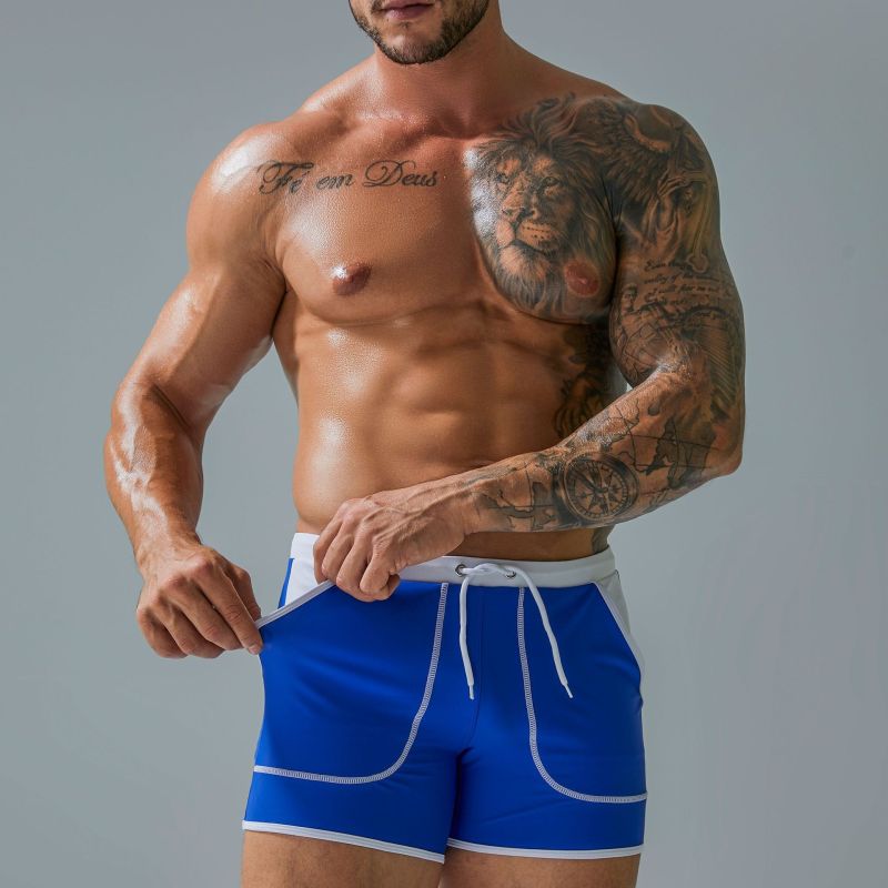 Men'S Casual Elastic Personality Pocket Beach Swimming Shorts - Classy Girlie Boutique 