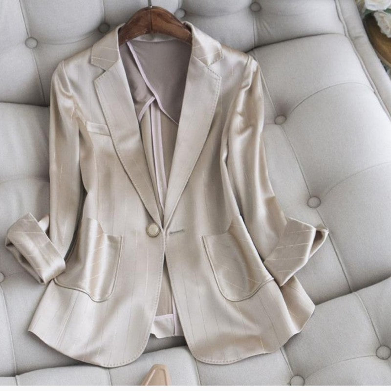 Women Fashion Minimalist Casual Soft Chiffon Blazer Coat - Classy Girlie Boutique 