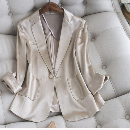 Women Fashion Minimalist Casual Soft Chiffon Blazer Coat - Classy Girlie Boutique  Classy Girlie Boutique 