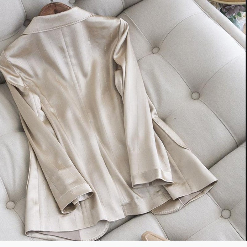 Women Fashion Minimalist Casual Soft Chiffon Blazer Coat - Classy Girlie Boutique 