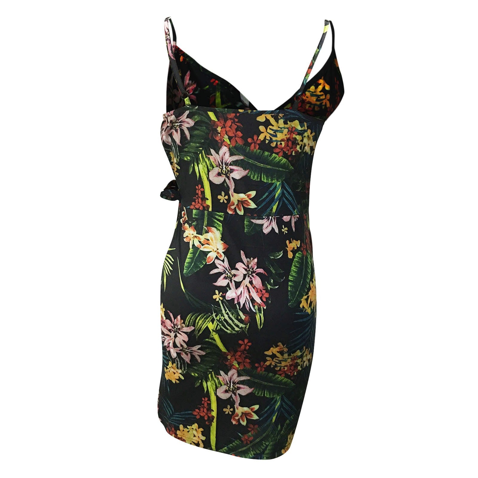 Women Fashion Sexy Plant Printing Slip Wrap Dress - Classy Girlie Boutique 