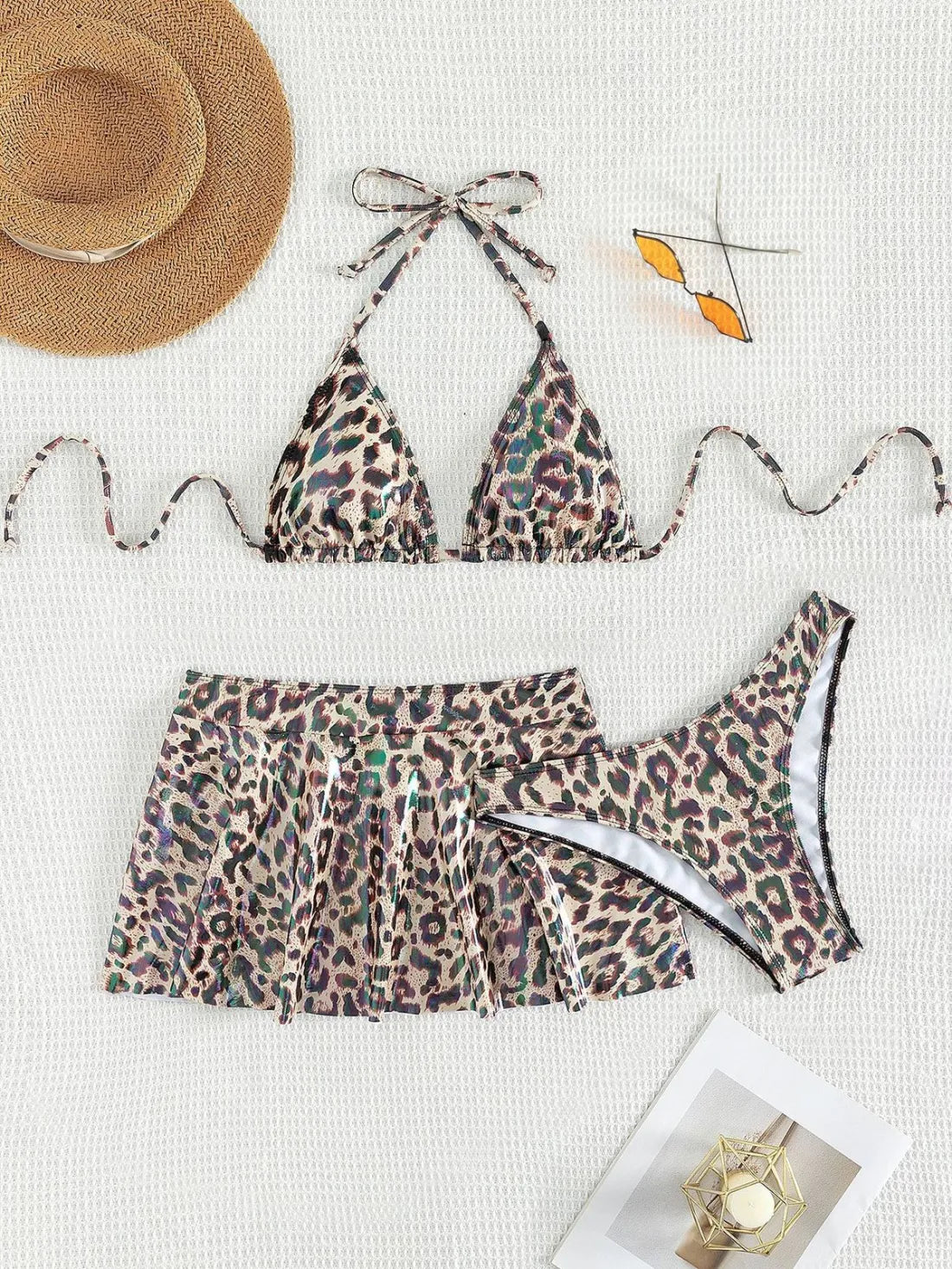 Girlie Leopard Bikini Skirt Three-Piece Set